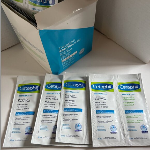 Travel size Cetaphil RESTORADERM Body Wash & Moisturizer Packets, 25-Pack, 10ml - Picture 1 of 3